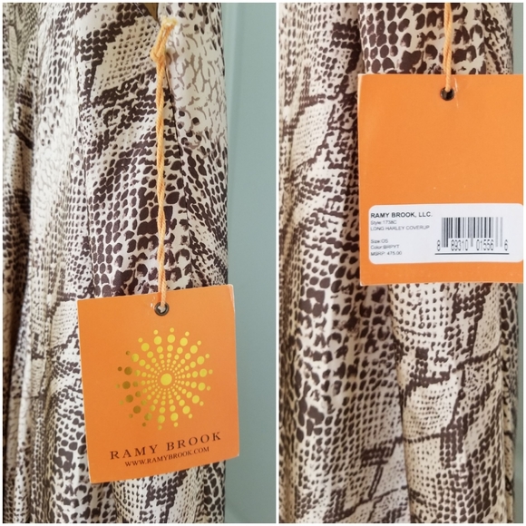 Silk Charmeuse Snakeprint Maxi Party Dress, Ramy Brook NWT - Picture 6 of 12